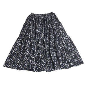 Vintage Enywear Enytime Skirt OS Petite Blue Floral Tiered Midi Cottagecore Boho